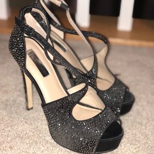 Black high heels with sparkles